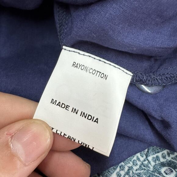 eShakti Dress Womens 2 Purple Blue Paisley Boho Maxi Indian Rayon Cotton Pockets - Picture 4 of 7